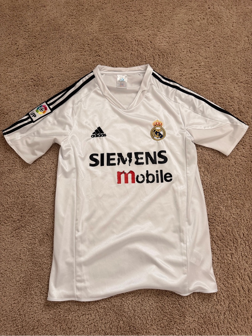 adidas White Real Madrid Jersey with Black Stripes